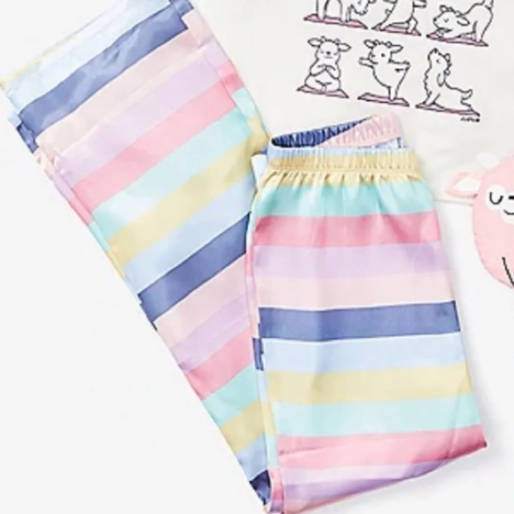 NWT justice girl baa-maste pajama 3 piece set & sizes “stuffie” pants shirt